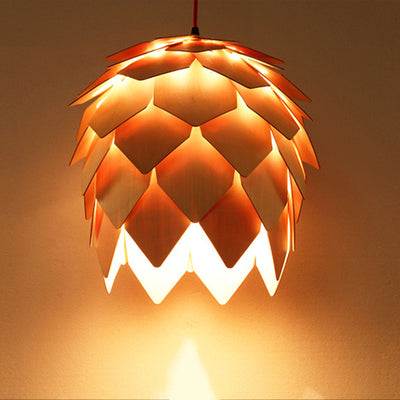 Contemporary Creative Wood Strobile 1-Light Pendant Light For Dining Room