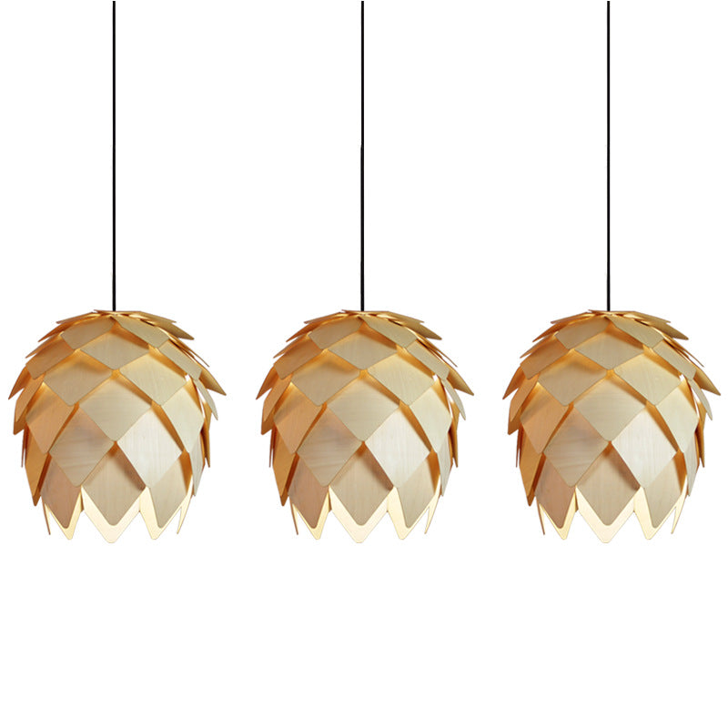 Contemporary Creative Wood Strobile 1-Light Pendant Light For Dining Room