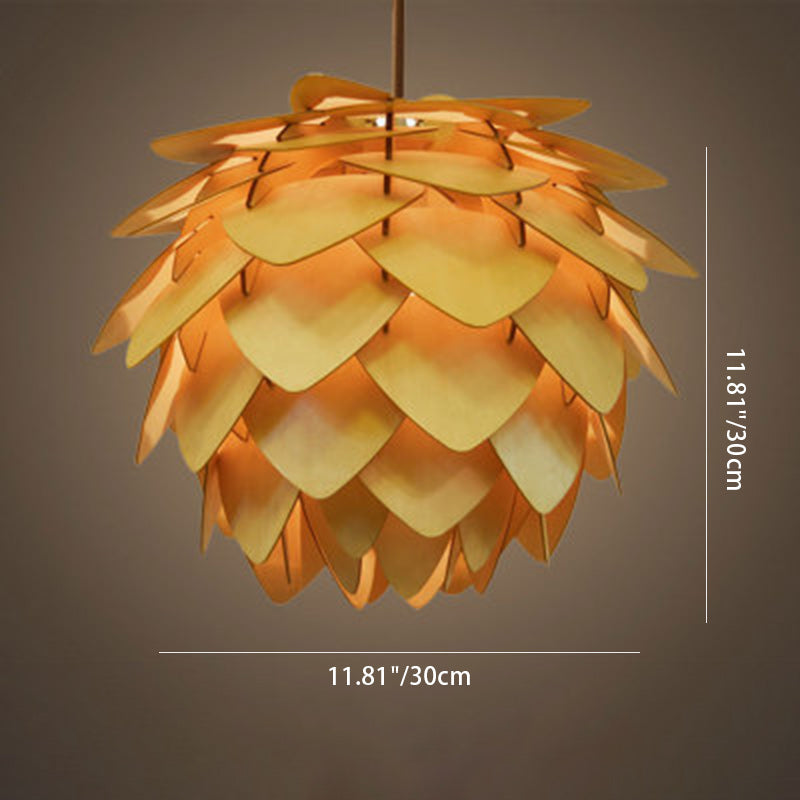 Contemporary Creative Wood Strobile 1-Light Pendant Light For Dining Room