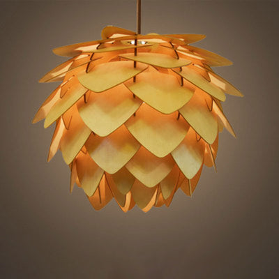 Contemporary Creative Wood Strobile 1-Light Pendant Light For Dining Room