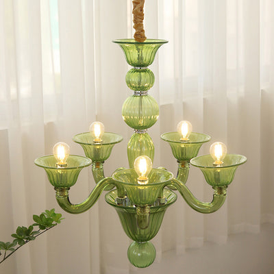 Traditional French Glass Candlestick 5/6/8 Light Chandeliers For Living Room