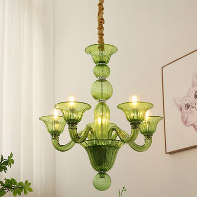 Traditional French Glass Candlestick 5/6/8 Light Chandeliers For Living Room