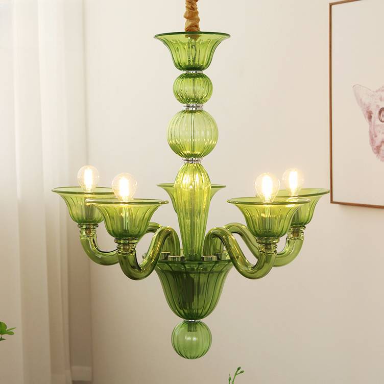 Traditional French Glass Candlestick 5/6/8 Light Chandeliers For Living Room