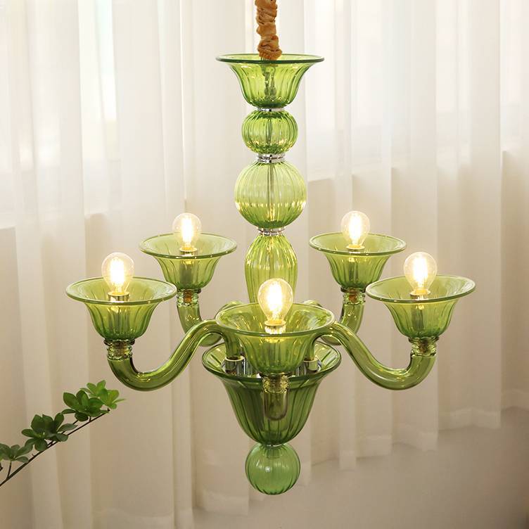 Traditional French Glass Candlestick 5/6/8 Light Chandeliers For Living Room