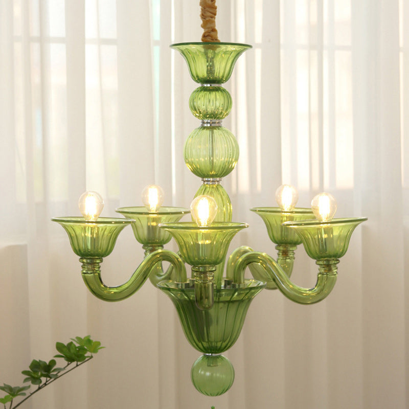 Traditional French Glass Candlestick 5/6/8 Light Chandeliers For Living Room