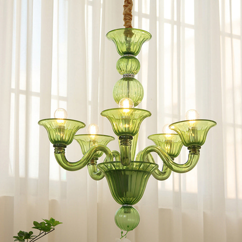 Traditional French Glass Candlestick 5/6/8 Light Chandeliers For Living Room