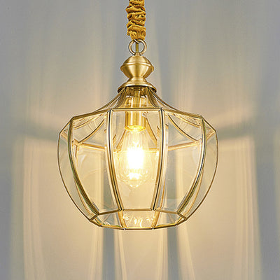 Modern Mid-century Waterproof Copper Glass Cage Rhombic Cylinder 1/3/4 Light Chandeliers For Outdoor Patio