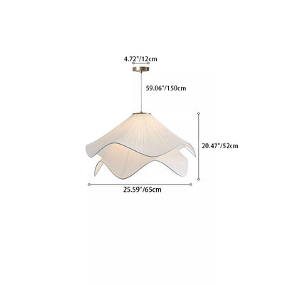 Traditional French Fabric Hat Wave Petal 2-Tier 1-Light Pendant Light For Bedroom