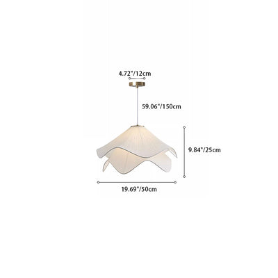 Traditional French Fabric Hat Wave Petal 2-Tier 1-Light Pendant Light For Bedroom