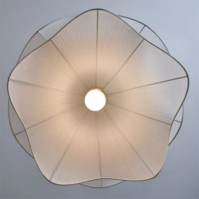 Traditional French Fabric Hat Wave Petal 2-Tier 1-Light Pendant Light For Bedroom