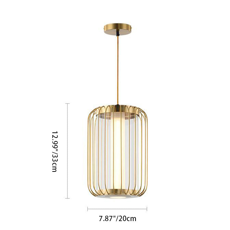 Moderne Mid-century Eisen Acryl Zylinder Käfig LED Pendelleuchte für Esszimmer 