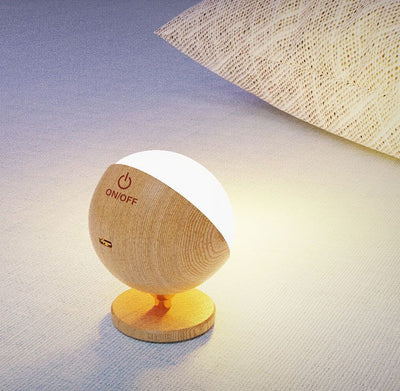 Modern Simplicity Wood ABS Ball Rotatable Rechargeable LED Wall Sconce Lamp For Bedside