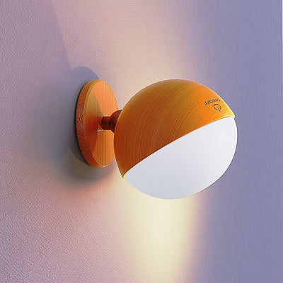 Modern Simplicity Wood ABS Ball Rotatable Rechargeable LED Wall Sconce Lamp For Bedside