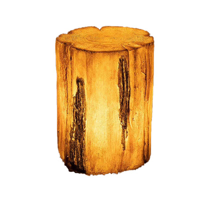 Modern Art Deco Solar Waterproof Resin Fiberglass Cylinder Tree Stump Wood Grain LED Landscape Lighting Outdoor Light For Garden