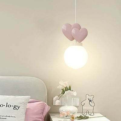 Contemporary Nordic Resin Metal Cylinder Conic Ball 1-Light Pendant Light For Bedside