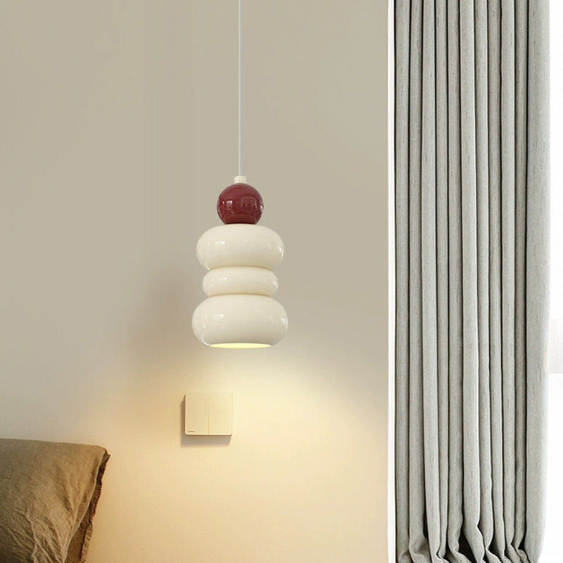 Contemporary Nordic Resin Metal Cylinder Conic Ball 1-Light Pendant Light For Bedside