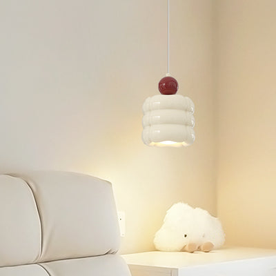 Contemporary Nordic Resin Metal Cylinder Conic Ball 1-Light Pendant Light For Bedside