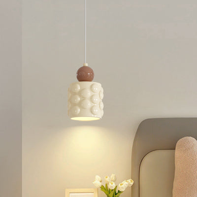 Contemporary Nordic Resin Metal Cylinder Conic Ball 1-Light Pendant Light For Bedside