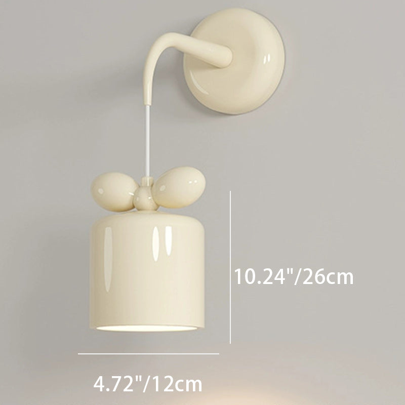 Contemporary Nordic Resin Metal Cylinder Conic Ball 1-Light Wall Sconce Lamp For Bedside