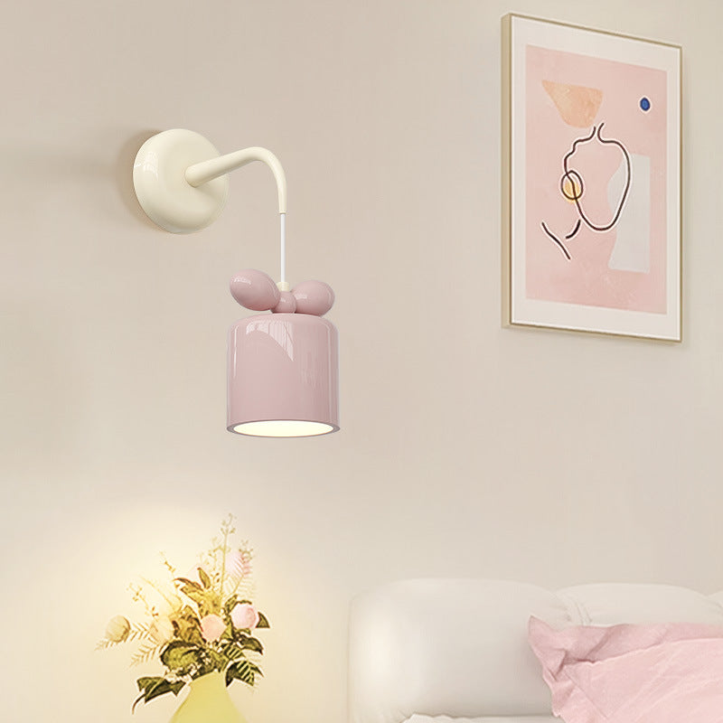 Contemporary Nordic Resin Metal Cylinder Conic Ball 1-Light Wall Sconce Lamp For Bedside