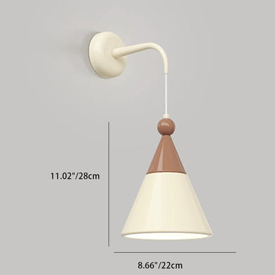 Contemporary Nordic Resin Metal Cylinder Conic Ball 1-Light Wall Sconce Lamp For Bedside