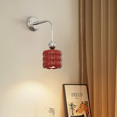 Contemporary Nordic Resin Metal Cylinder Conic Ball 1-Light Wall Sconce Lamp For Bedside