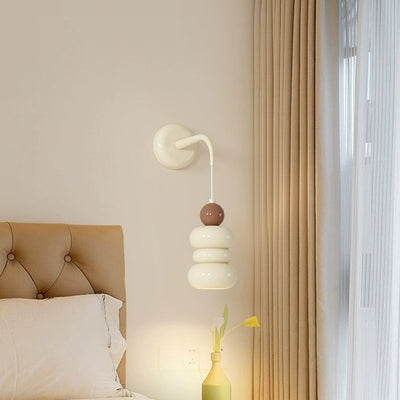 Contemporary Nordic Resin Metal Cylinder Conic Ball 1-Light Wall Sconce Lamp For Bedside