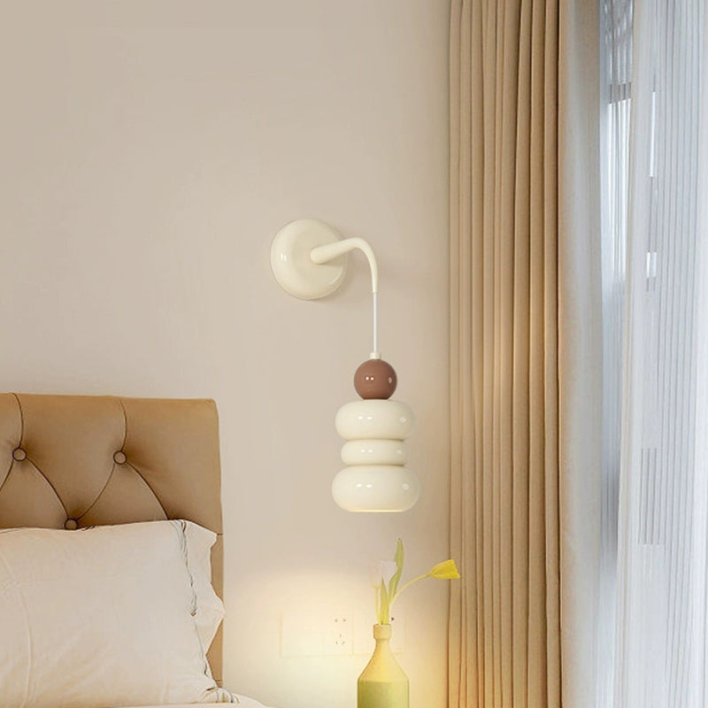 Contemporary Nordic Resin Metal Cylinder Conic Ball 1-Light Wall Sconce Lamp For Bedside