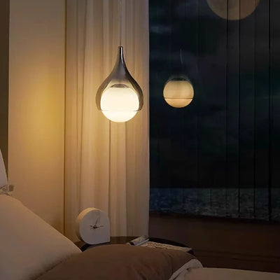 Modern Simplicity Glass Iron Ball Drop 1-Light Pendant Light For Bedside