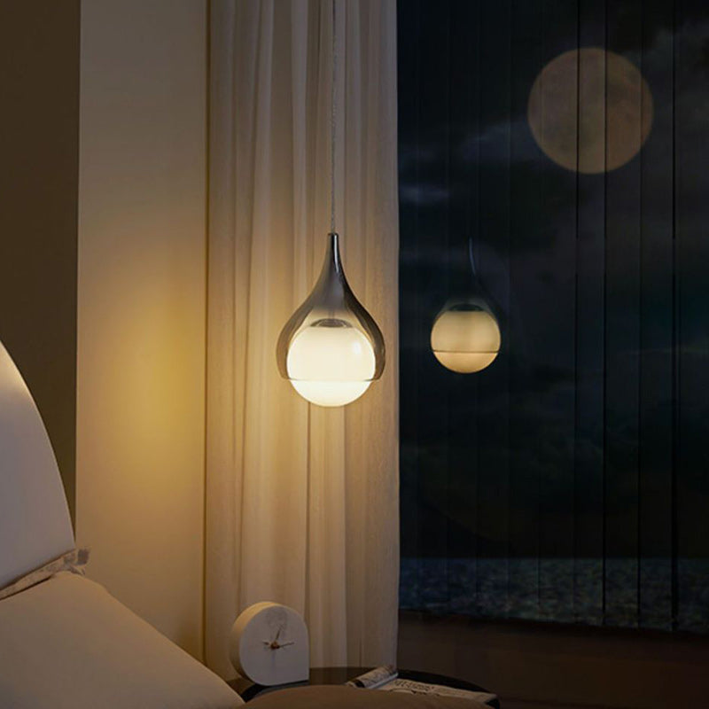 Modern Simplicity Glass Iron Ball Drop 1-Light Pendant Light For Bedside