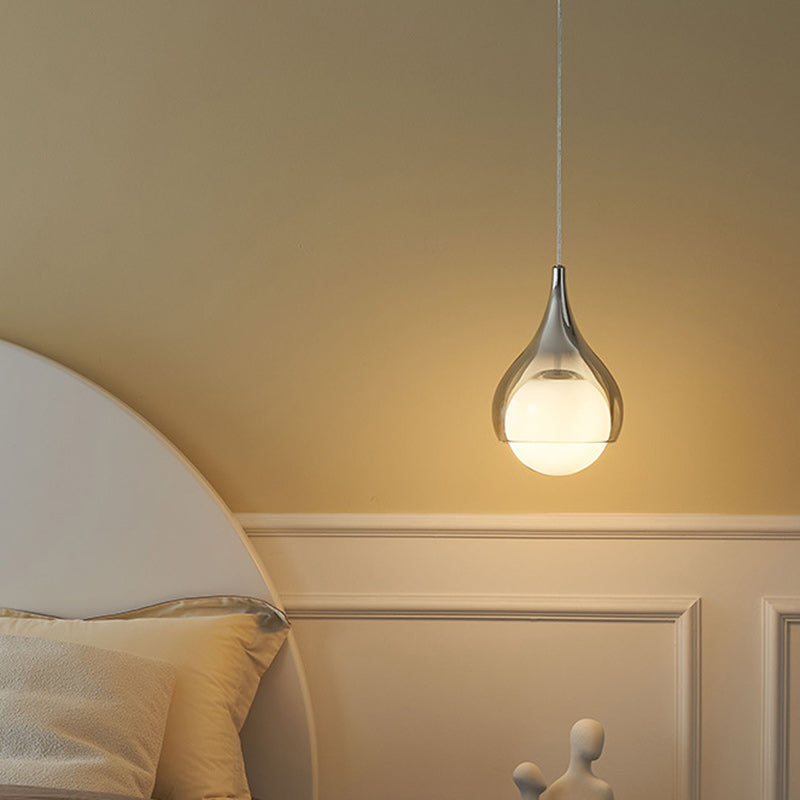 Modern Simplicity Glass Iron Ball Drop 1-Light Pendant Light For Bedside