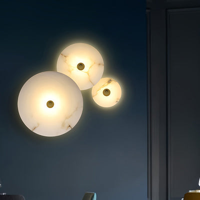 Modern Simplicity Marble Iron Round LED Wall Sconce Lamp For Hallway