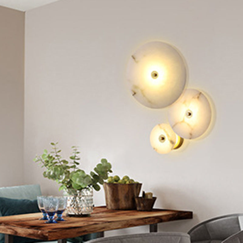 Modern Simplicity Marble Iron Round LED Wall Sconce Lamp For Hallway