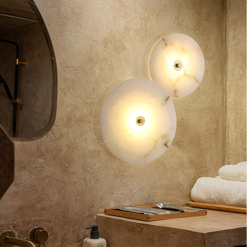 Modern Simplicity Marble Iron Round LED Wall Sconce Lamp For Hallway