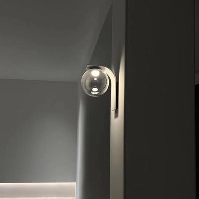 Modern Simplicity Solar Waterproof Stainless Steel Acrylic Ball Bended Arm LED Wall Sconce Lamp For Outdoor Patio