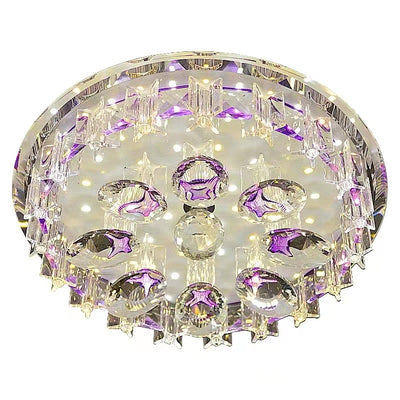 Modern Luxury Round Oval Crystal LED Flush Mount Ceiling Light For Hallway