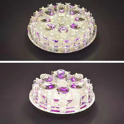 Modern Luxury Round Oval Crystal LED Flush Mount Ceiling Light For Hallway