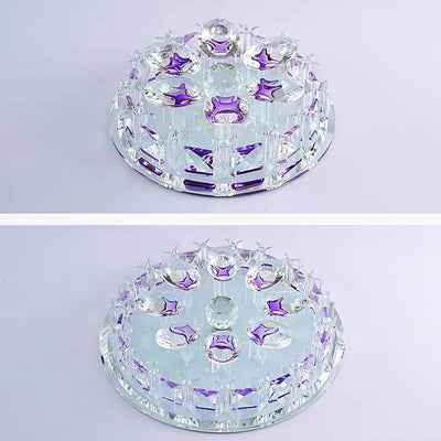 Modern Luxury Round Oval Crystal LED Flush Mount Ceiling Light For Hallway