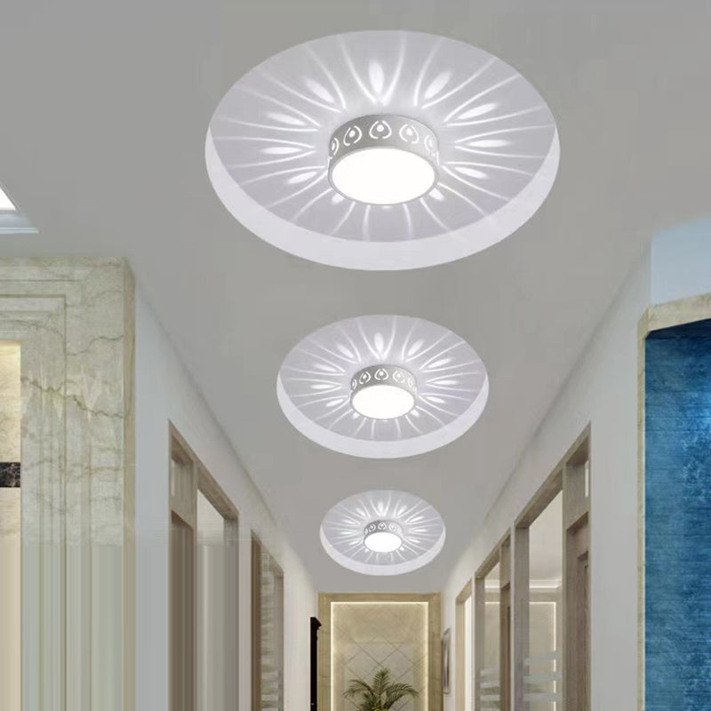 Contemporary Nordic Iron Acrylic Round Shadow LED Flush Mount Ceiling Light For Hallway