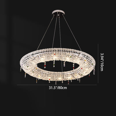 Modern Luxury Stainless Steel Crystal Round Elliptical Beads 12/15/16/20 Light Chandeliers For Living Room