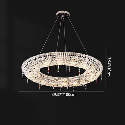 Modern Luxury Stainless Steel Crystal Round Elliptical Beads 12/15/16/20 Light Chandeliers For Living Room