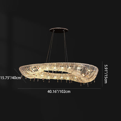 Modern Luxury Stainless Steel Crystal Round Elliptical Beads 12/15/16/20 Light Chandeliers For Living Room