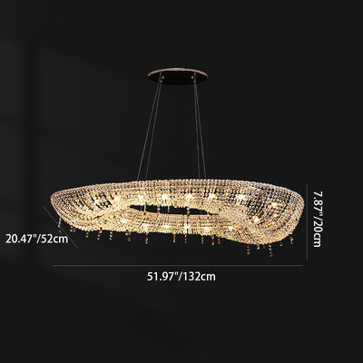 Modern Luxury Stainless Steel Crystal Round Elliptical Beads 12/15/16/20 Light Chandeliers For Living Room