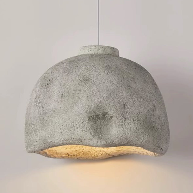 Traditional Japanese Polystyrene Dome Pot 1-Light Pendant Light For Dining Room