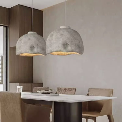 Traditional Japanese Polystyrene Dome Pot 1-Light Pendant Light For Dining Room