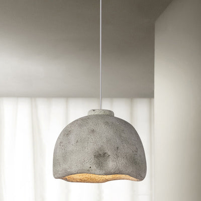 Traditional Japanese Polystyrene Dome Pot 1-Light Pendant Light For Dining Room