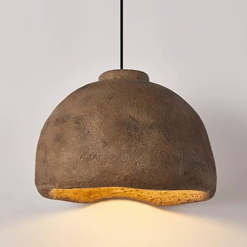 Traditional Japanese Polystyrene Dome Pot 1-Light Pendant Light For Dining Room