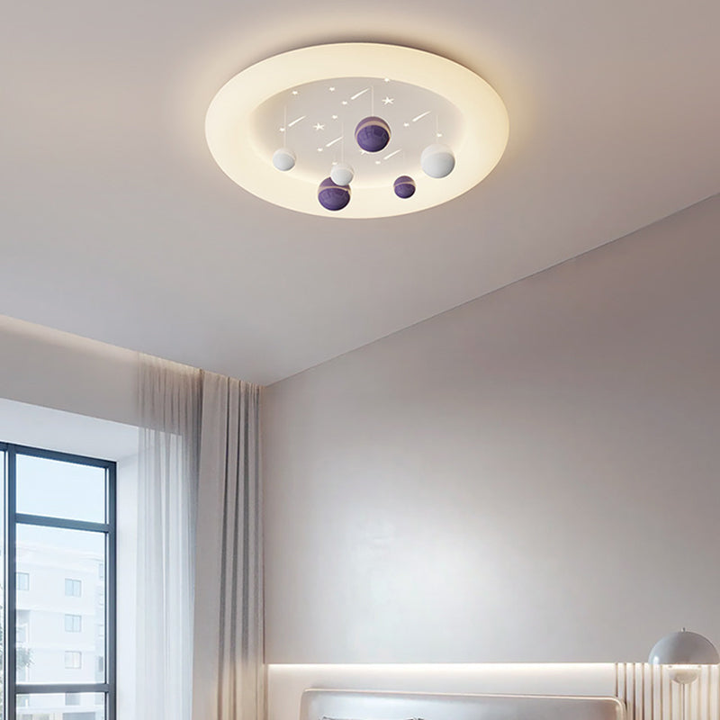 Contemporary Nordic Kids Cloud Round Ball Falling Star Iron PE Flush Mount Ceiling Light For Bedroom