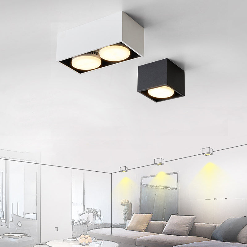 Modern Minimalist Iron Square Downlight Flush Mount Ceiling Light For Living Room