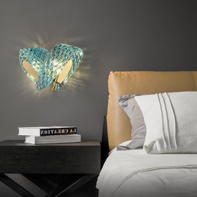 Modern Luxury Copper Glass Flake Floral 2/3 Light Wall Sconce Lamp For Bedside